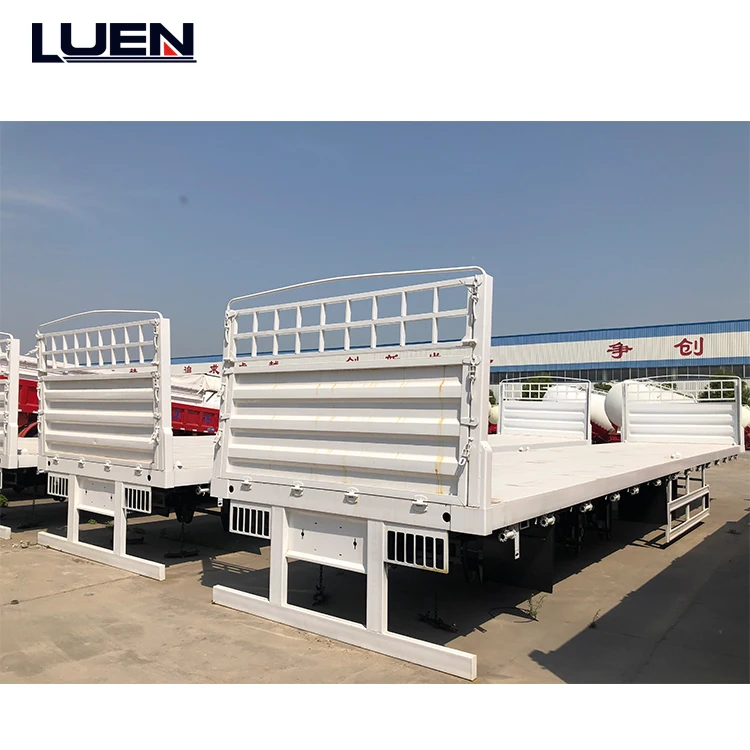 60 Tons capacity 2 axle & 3 axle heavy duty 20ft & 40ft flatbed semi truck trailer