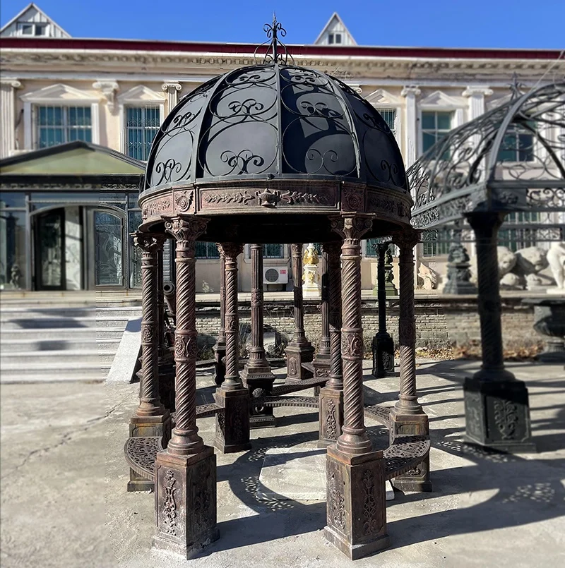 Outdoor Metal Furniturel Antique Wrought Cast Iron Gazebos Garden Round Gazebo For Sale