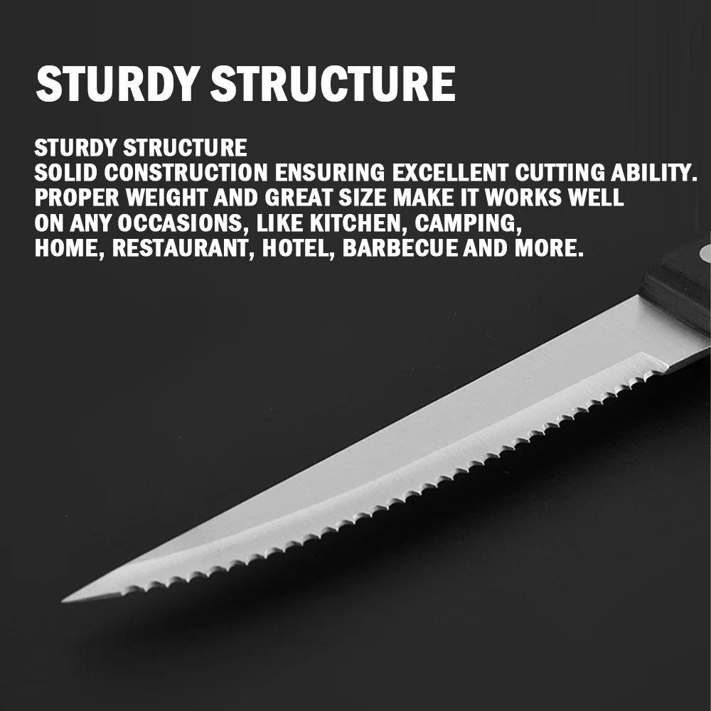 Low price kitchen innovative product Stainless Steel Sharp Blade Restaurant Serrated Flatware Steak Knife Set With ABS Handle