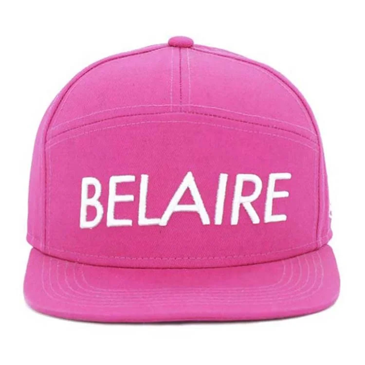 Cap Basketball Vintage Women Hip Hop Caps Wholesale Flat Brim Pink Custom Woven Patch Logo 7 Panel Snapback Hat Trucker Cap