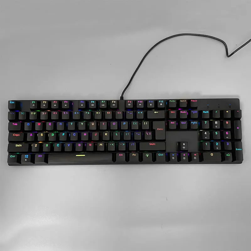 Customized Layout Gaming Keyboard 104 Keys ABS Plastic Mechanical Keyboard with 11 kinds of LED Light, YH-101A