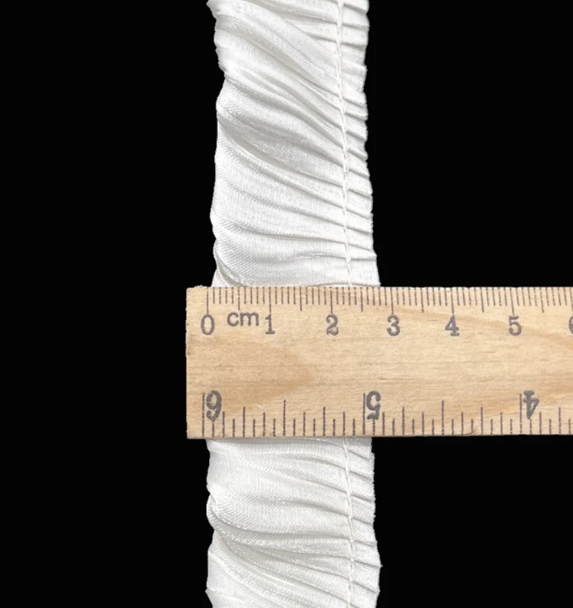 ZSY 2.8cm Wide Glitter Soft Crystal Satin Pleated 3DLace Fabric Fringe Ribbon Frills Ruffles Trim Dolls Cloth Headwear Sewing De