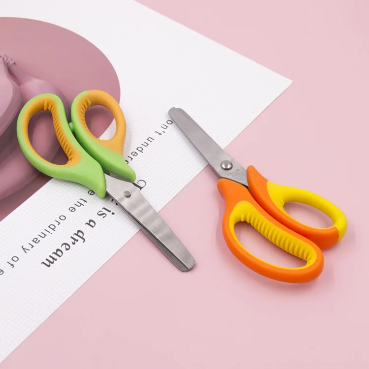 back to school 5.25 inch assorted colors easy to grip soft touch handle blunt tip kid scissors