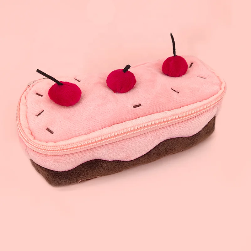Pink Color Cute Fruit Cherry Soft Plush Pencil Case for Sale