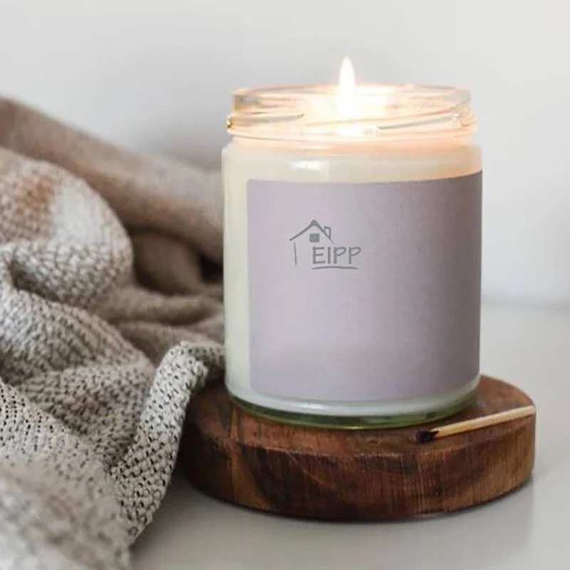 New Fashion Transparent 8oz 10oz Wide Mouth Glass Candle Jars with Custom Color Logo Box Labels for Home Wedding Decor