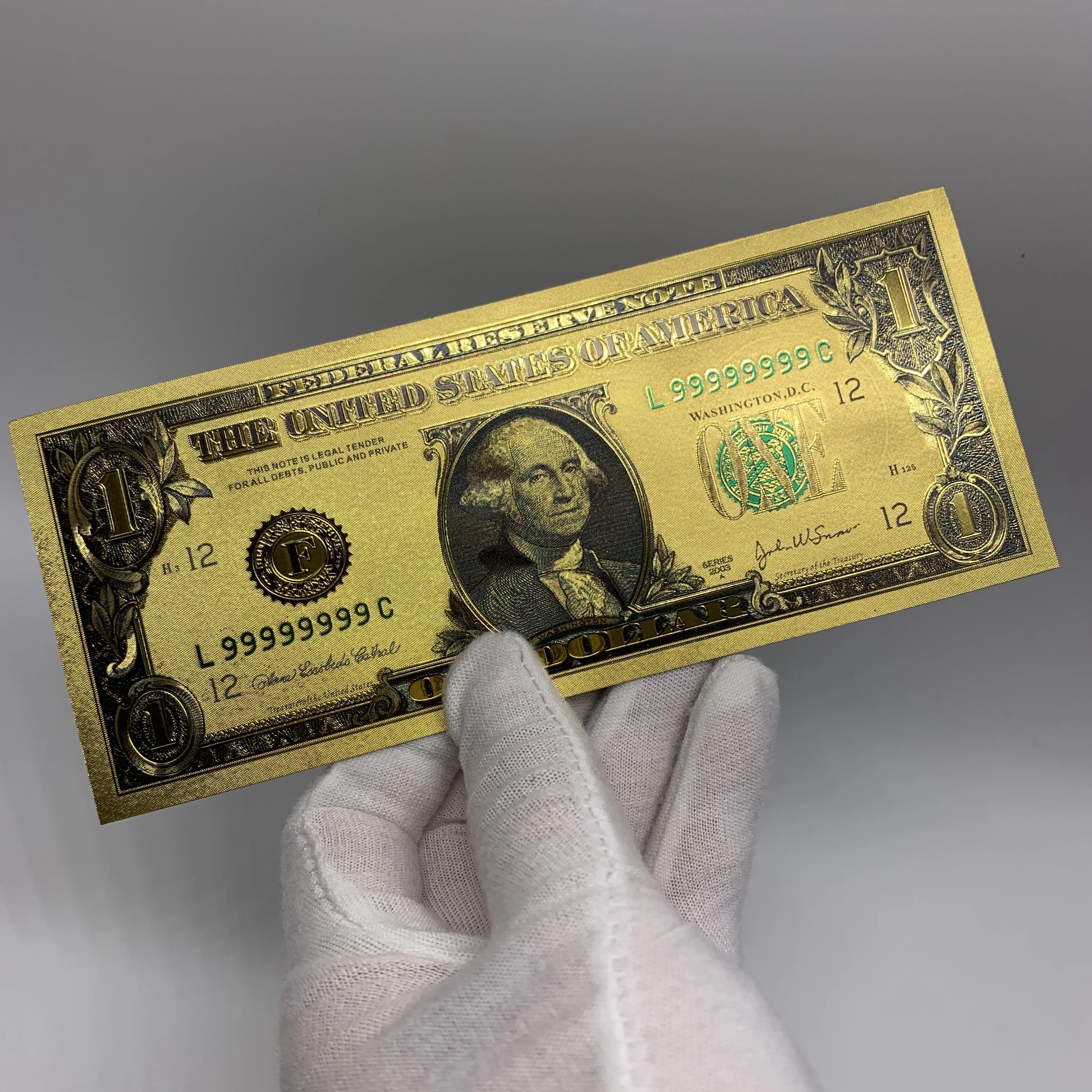 7-Piece Colorful Print US Dollar Bill Gold Foil Note Currency Money Banknotes