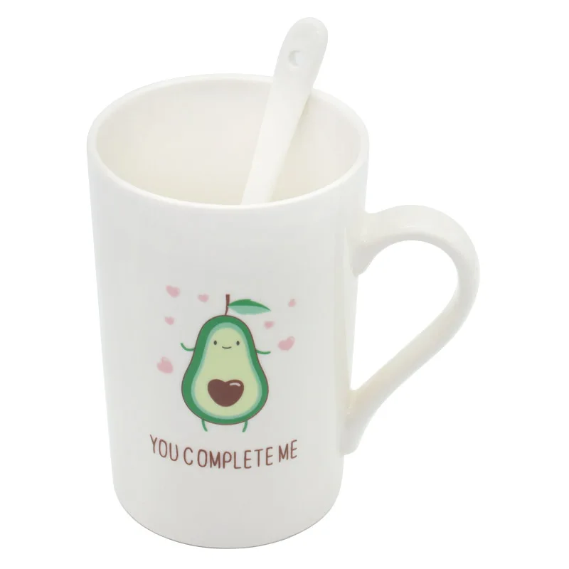 New Avocado Design OEM ODM Accept Ceramic Coffee Mug Milk Water Cup Gift Set