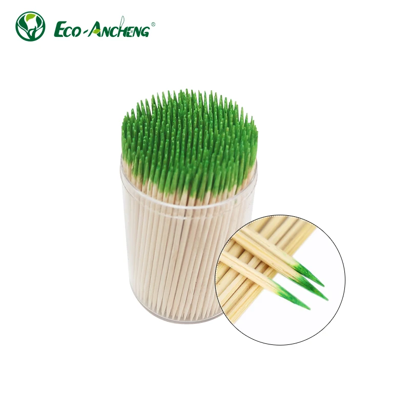 Оптовая продажа, Китай, Бамбуковая зубочистка с двойной точкой, зубочистки с мятным вкусом