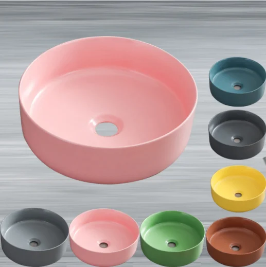 Art Basin Above Counter Sink Sanitary Ware Basins Ceramic Pink Color bathroom washbasin