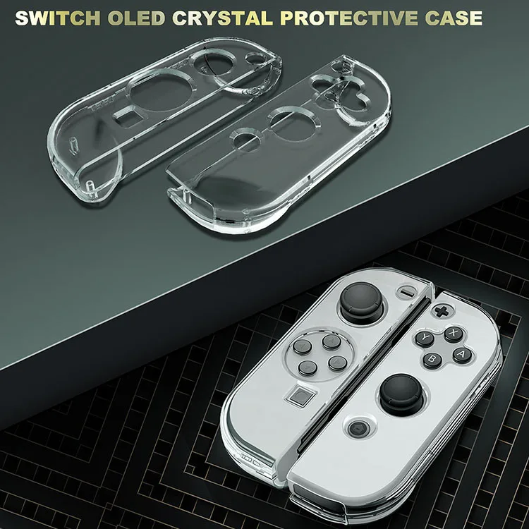 Жесткий прозрачный защитный чехол для Nintendo Switch Oled с левой и правой ручками