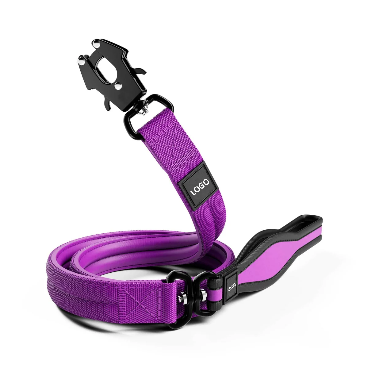 Pressure Tested Durable Metal Clasp Foam Neoprene Lined Tactical Dog Collar Leash with Soft Handle