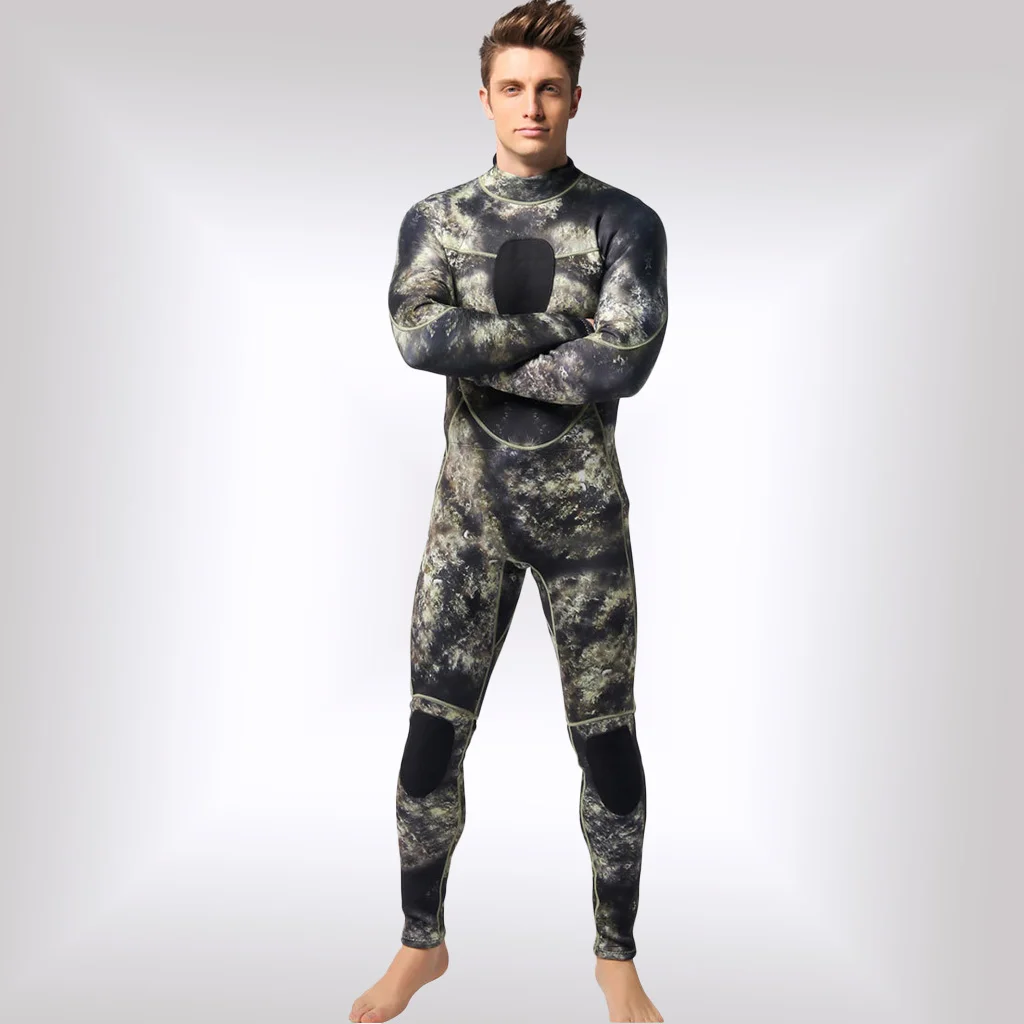 Customized Logo 3mm Neoprene Spearfishing Hunting Warm Camo Men Full Body Front Chest Zippers Wetsuits