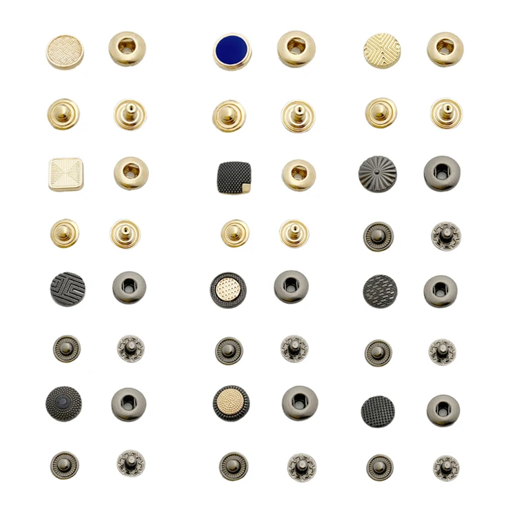 Eco-friendly Garment Accessories Custom Embossed Logo Round Press Metal Snap Buttons For Clothes