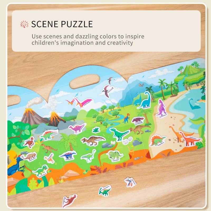 Early childhood education portable jelly sticker book Kindergarten enlightenment cognitive paste book flat puzzle