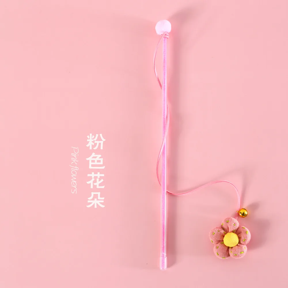 2022 hot selling plush flower beetles cat teaser with bell cat toy