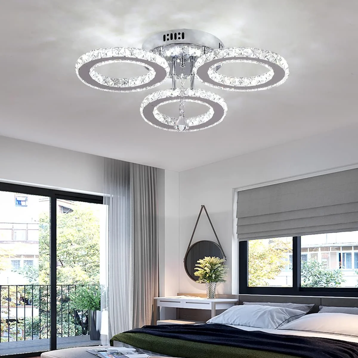 Modern Nordic Decorative 3 Ring K9 Hanging Light Crystal Chandeliers Ceiling Luxury Pendant Light Fixture