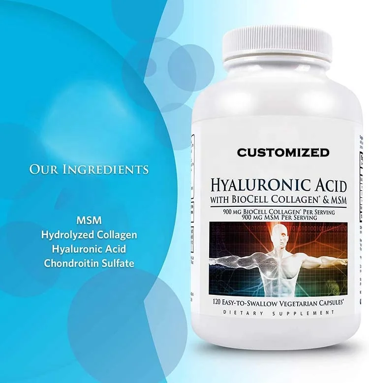 Skin Hydration Joint Health Hyaluronic Acid Biocell Collagen MSM Capsules