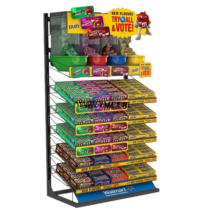 Hot Selling Custom Made Point Of Purchase Wire Racks Display Shop Metal Supermarket Floor Stand Food Candy Snack Retail Display (1600462678565)