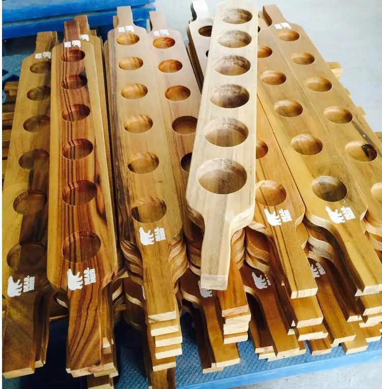 Wholesale High Quality Custom beer tasting glasses with Wood Carrier beer flight board