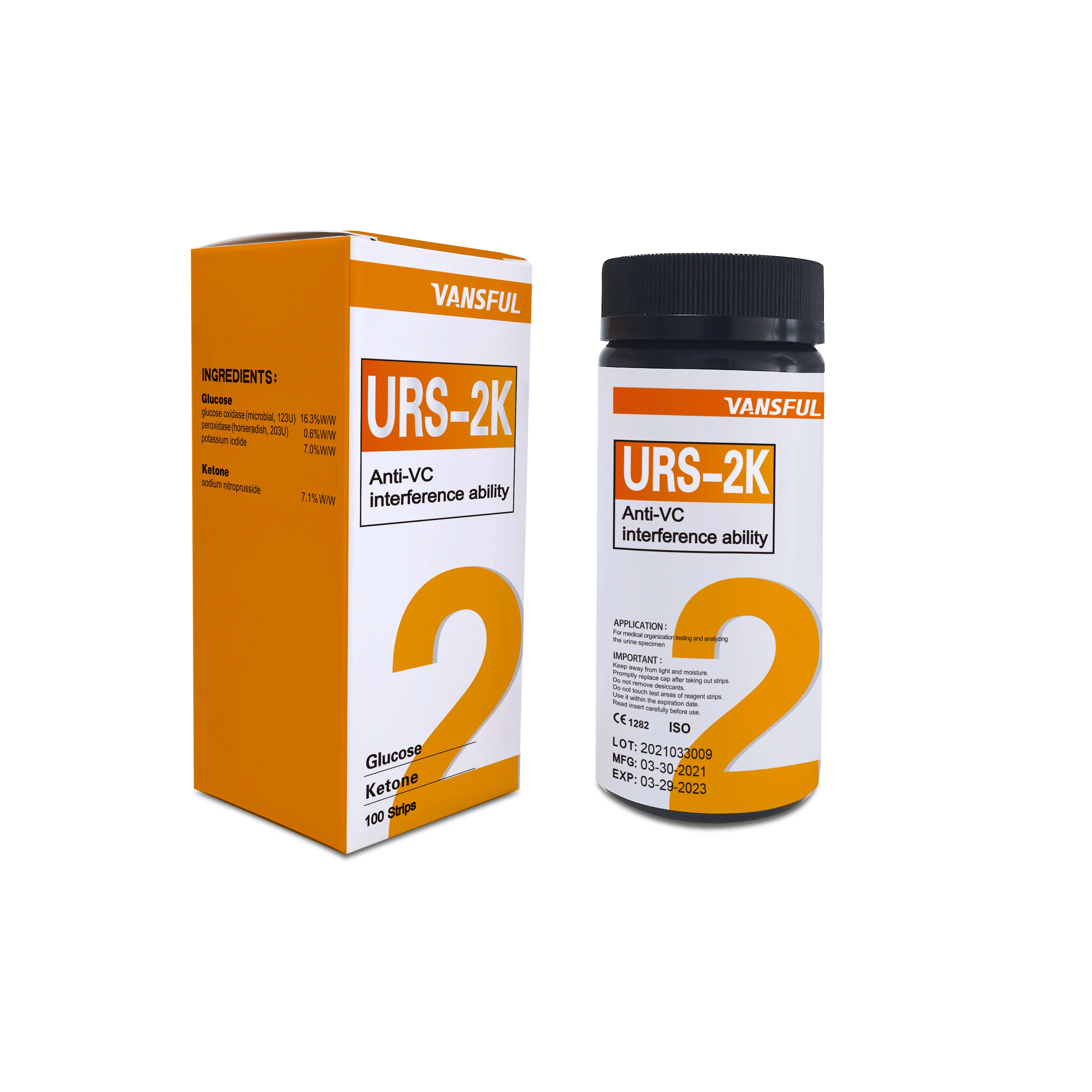 Clinical Analytical Instruments URS-2K Urinalysis Strips for test Glucose and Ketone Diagnostic Urine Strip