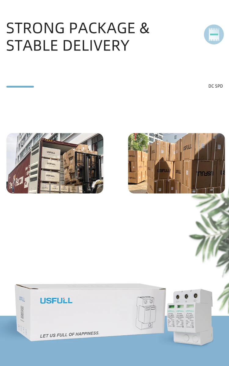 USFULL Factory Surge Protection Device DC SPD  20KA 40KA 600V 1000V Thunder Suppressor for Home Household 2Pole 3Pole