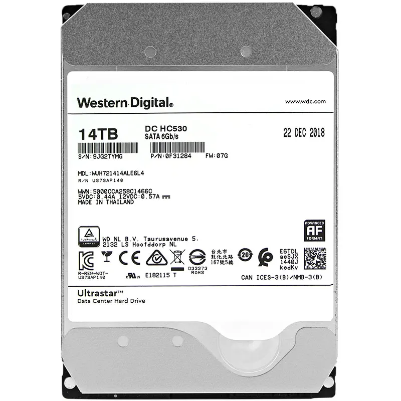 HC530 14 ТБ HDD WUH721414ALE6L4 7200 об/мин SATA 6 ГБ/сек. 512 Мб кэш-память 3,5 дюйма, предприятие с жестким диском