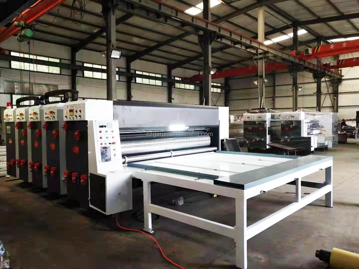 Semi-auto Chain Feeding Flexo Ink 2 Color Printer Slotter Die Cutter Stacker Machine