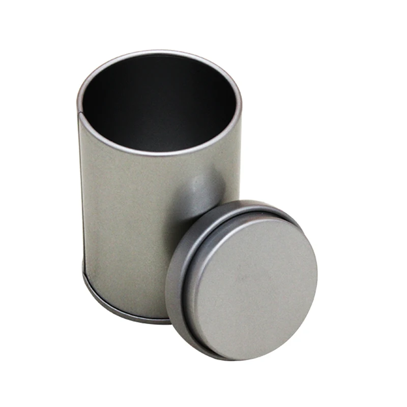 Custom airtight metal round silver blank tin box tea tin green tea packaging with plug in double lid