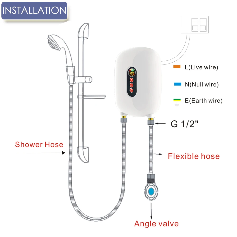 Modern Novel Design Electric Wate Hotwaterheaters Low Power Instant Electric Water Heater