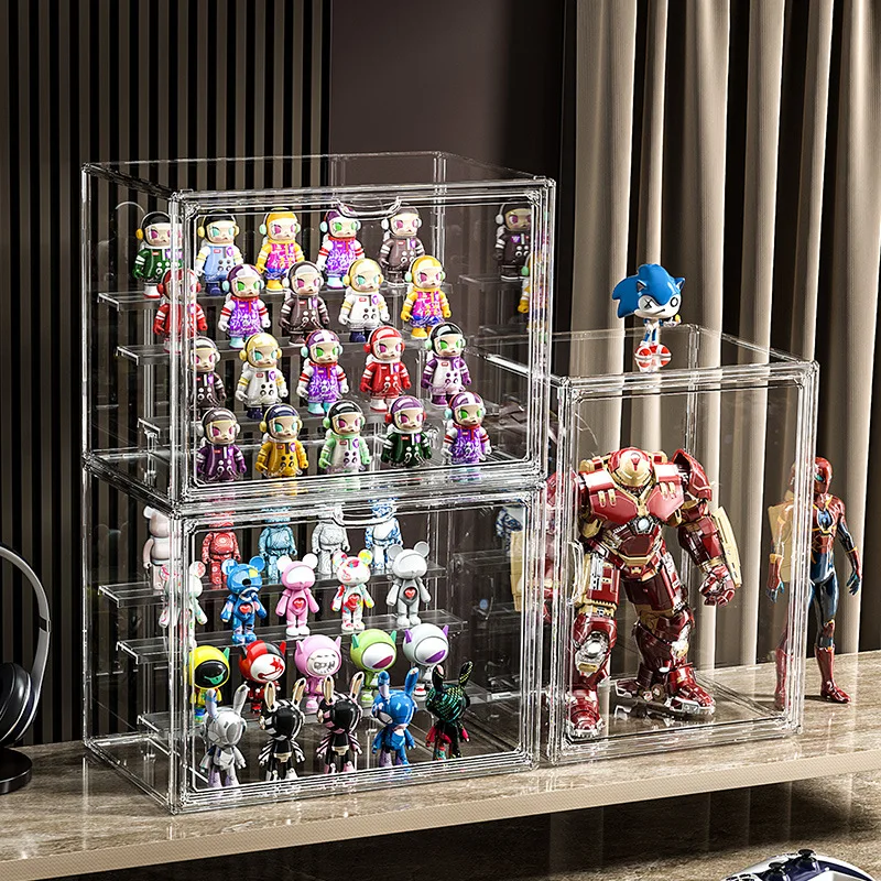 Transparent  Cube Plastic Dustproof Hobby Display Case Organizer for Collectibles Action Figures Toys Desktop Storage Box