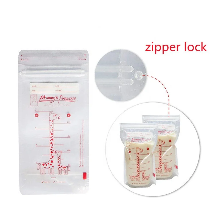 
OEM hot selling custom printing logo breast milk storage bag with zip lock 