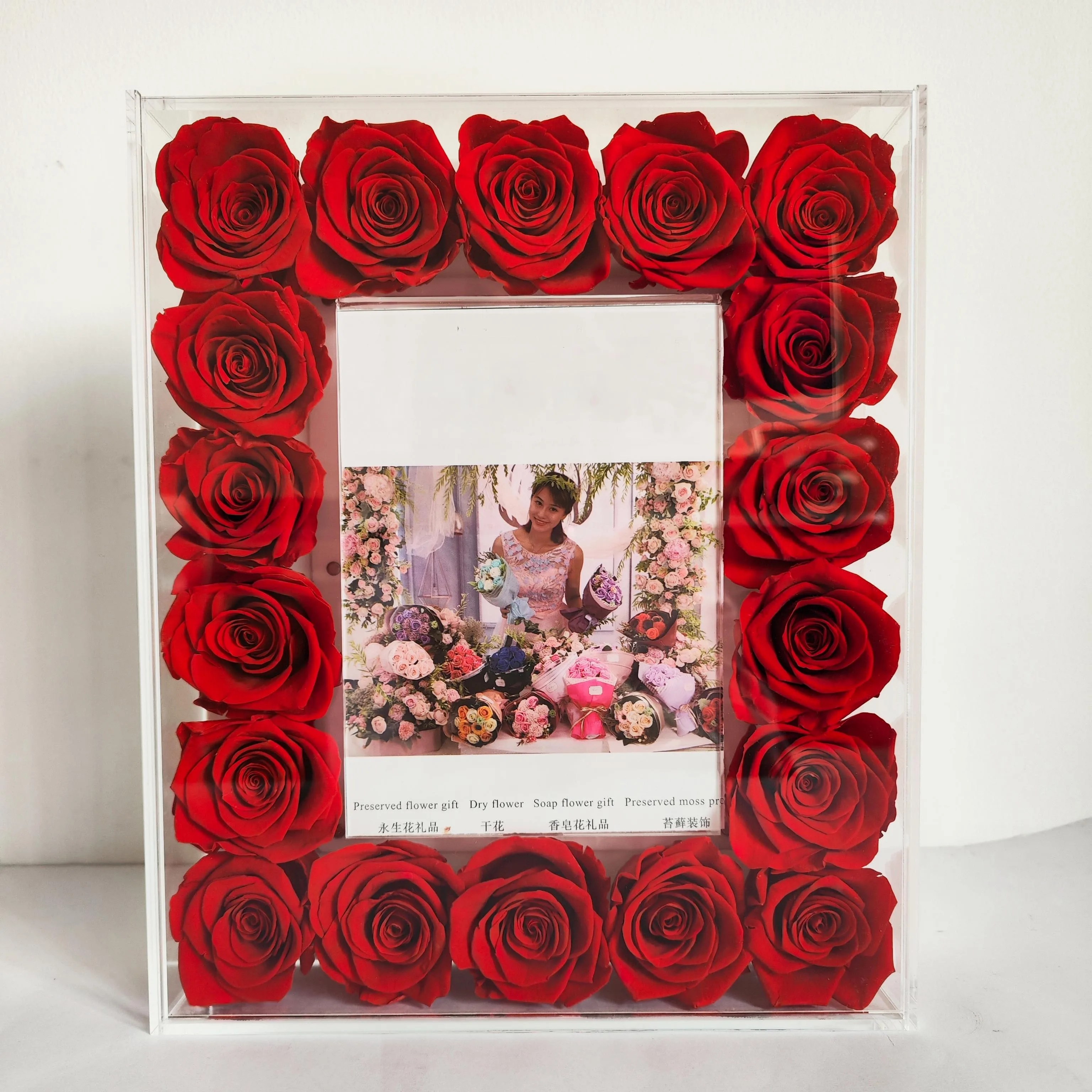 Wholesale Stabilized Long-life Rose Eternal Real Natural Infinity Forever Preserved Flower Roses with Photo Frames For Mom