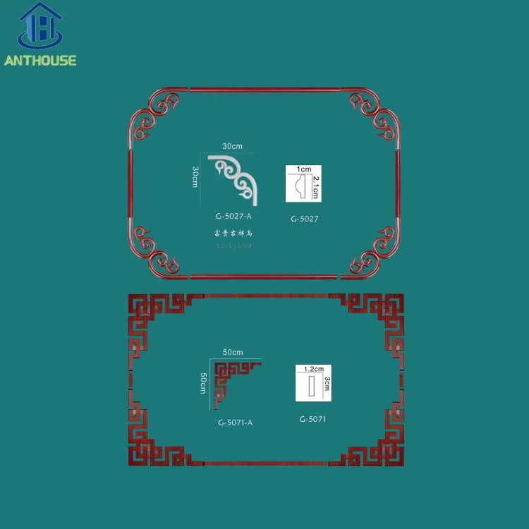 Plain Wall Chair Rail Molding Interior Ceiling Decoration Frame PU Panel Moulding crown mouldings