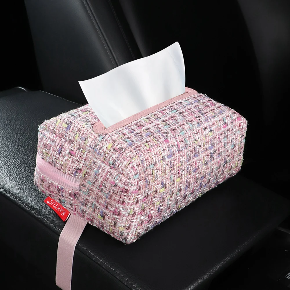 Car Tissue Box Towel Sets Tissue Box Holder Auto Interior Storage Decoration Accessories Car Sun Visor Fabric light luxury