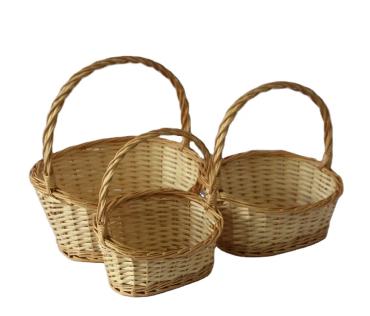 China Supplier Natural Color Wicker Basket Storage Willow Basket with Handle