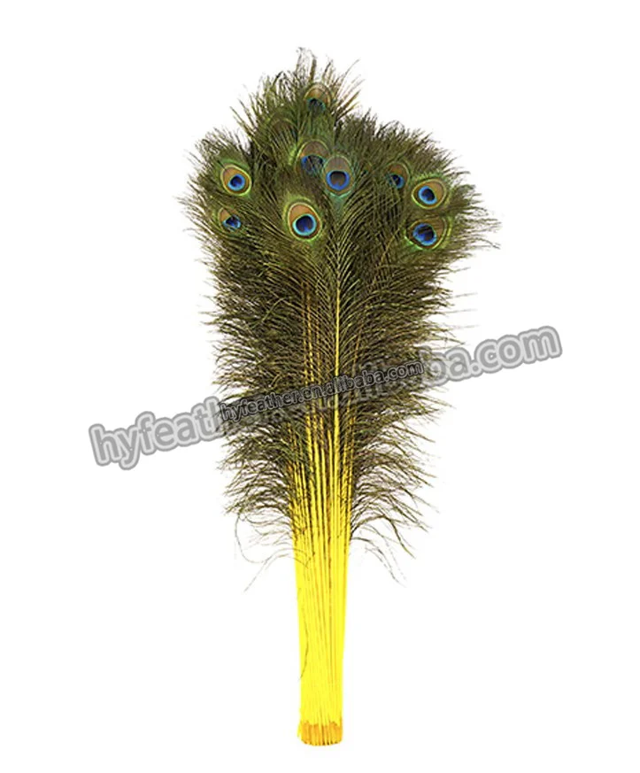 30-35in Wholesale Artificial Handmade Dyed Feather inch Sale Craft Dyed colored Natural colored peacock feathers For Decoration