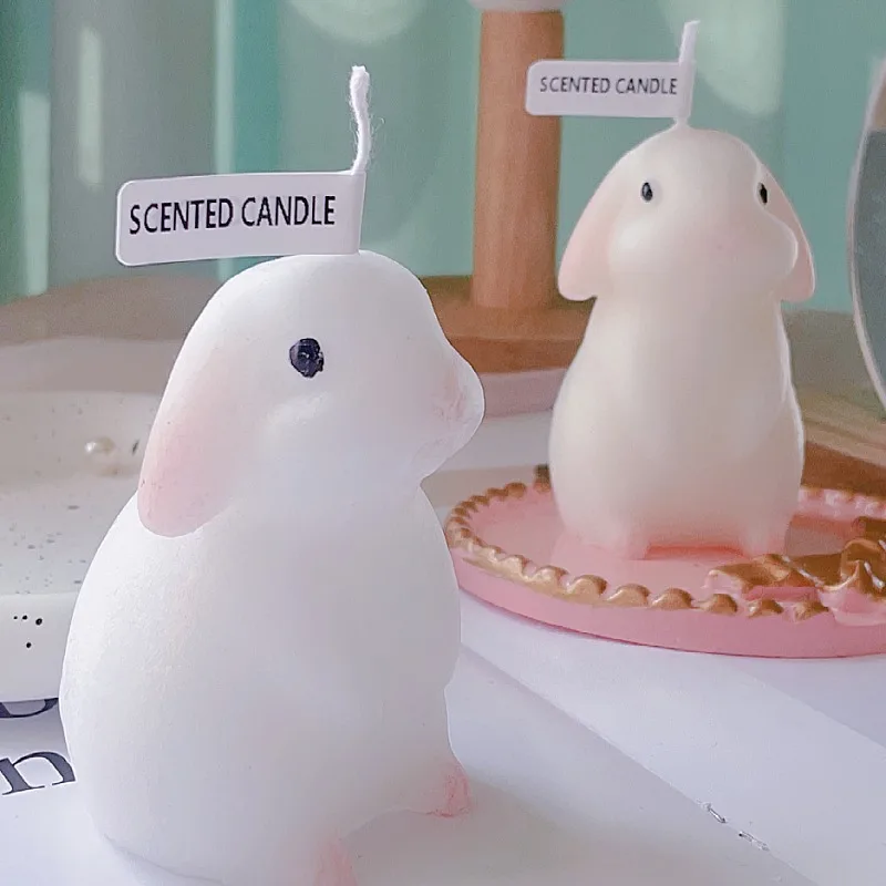 Lopsided rabbit scented candle, cute cartoon rabbit atmosphere sense of photography props to give gifts