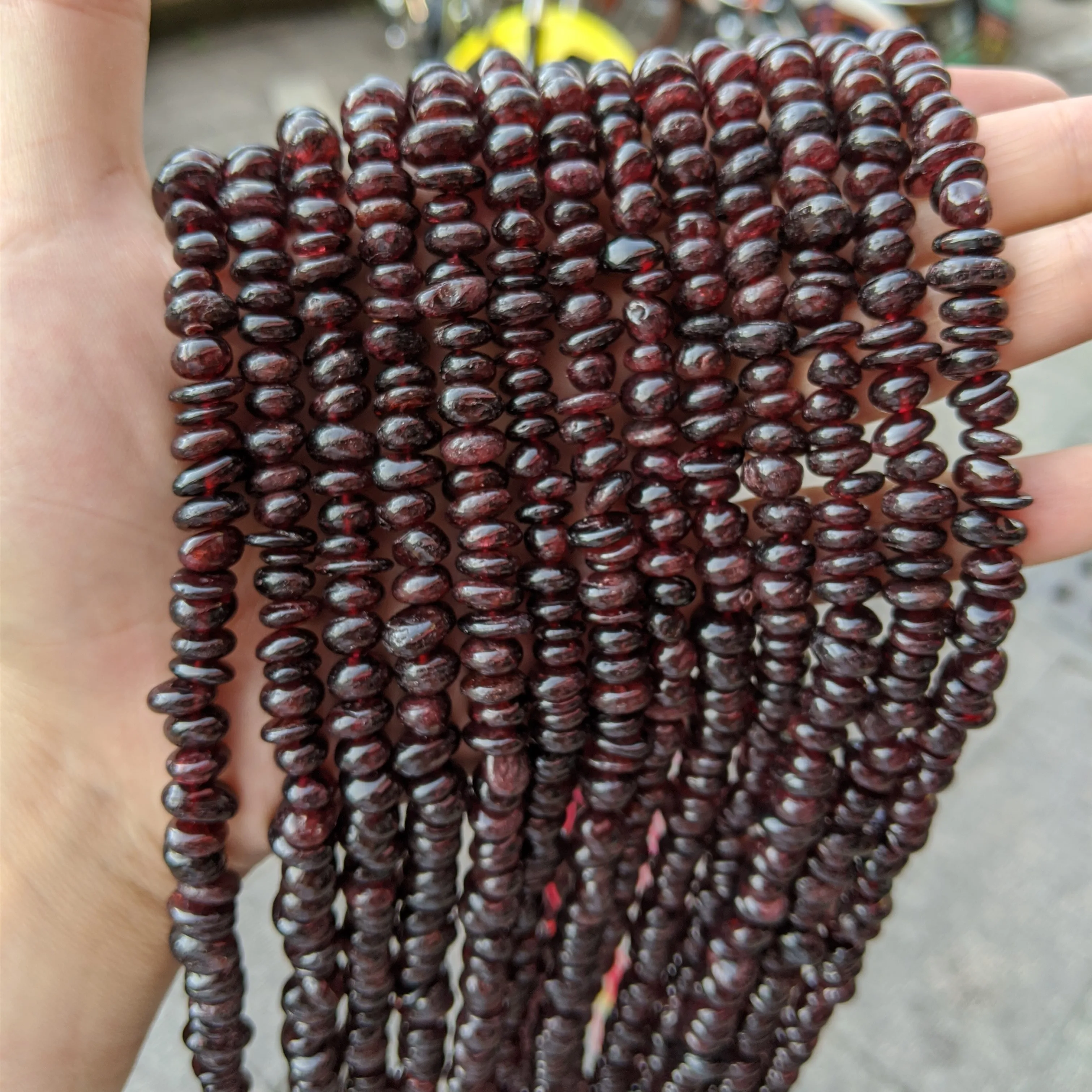 Buy Bulk Natural Stone Raw Loose Horizontal Hole Chip Tumble Nugget Beads Garnet