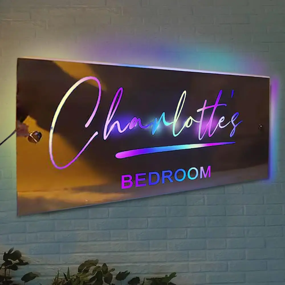 Customized Mirror Custom Mirror With Logo Personalized Name Text Logo Lighting Custom Led Infinity Mirror Neon Sign Bedroom