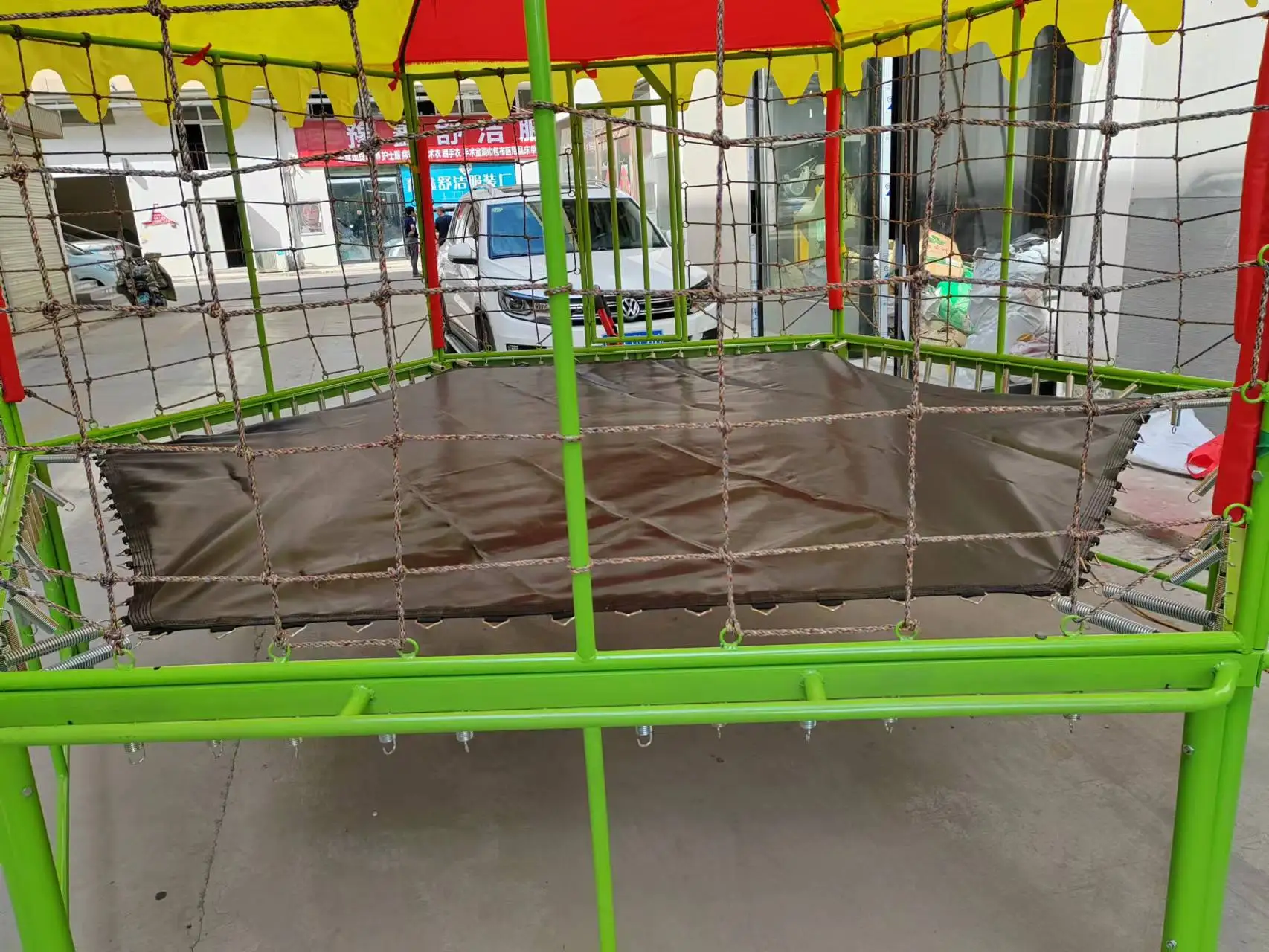 High quality hexagon trampoline with PVC top cover jumping bouncing bed for kindergarten and other outdoor amusement