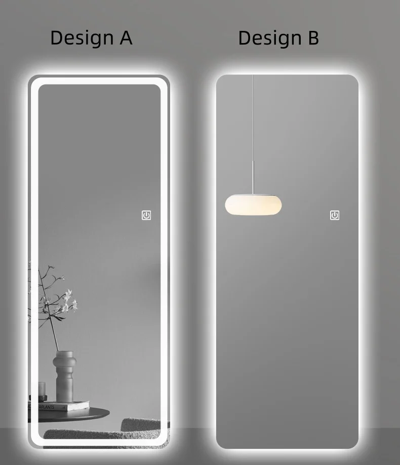 Custom Frameless Big Wall Mounted Full Length Wardrobe Smart Mirror LED Dressing Up Mirror