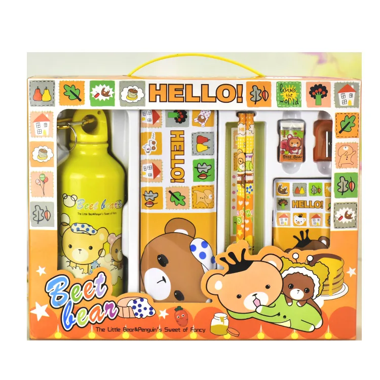 Student Stationery Pen Case 8-piece Set With Water Bottle Bonus Holiday Gift
