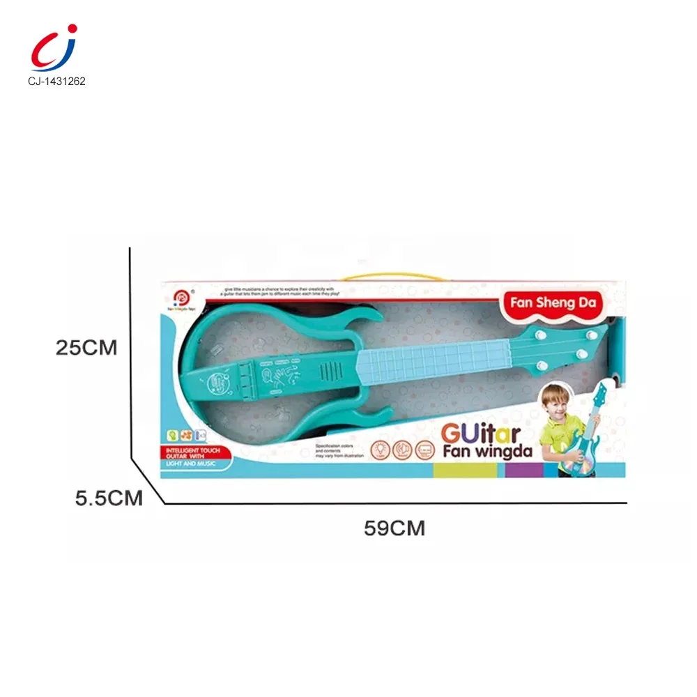High quality plastic play musical educational guitar toys for kids with light