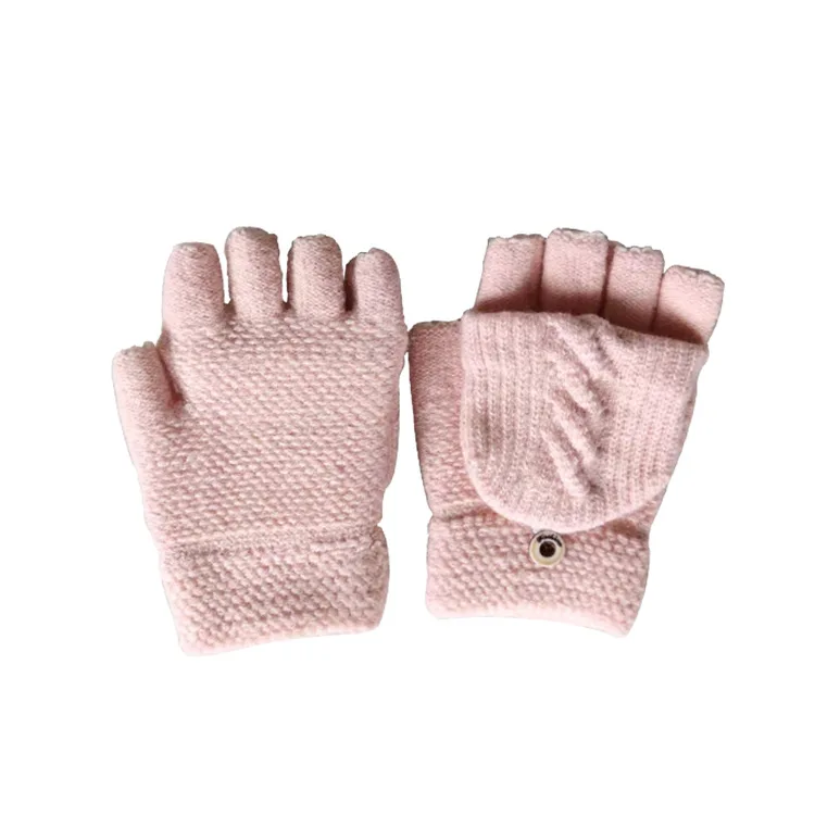 Winter Warm Yarn With Mitten Cover Knit Convertible Fingerless Glove