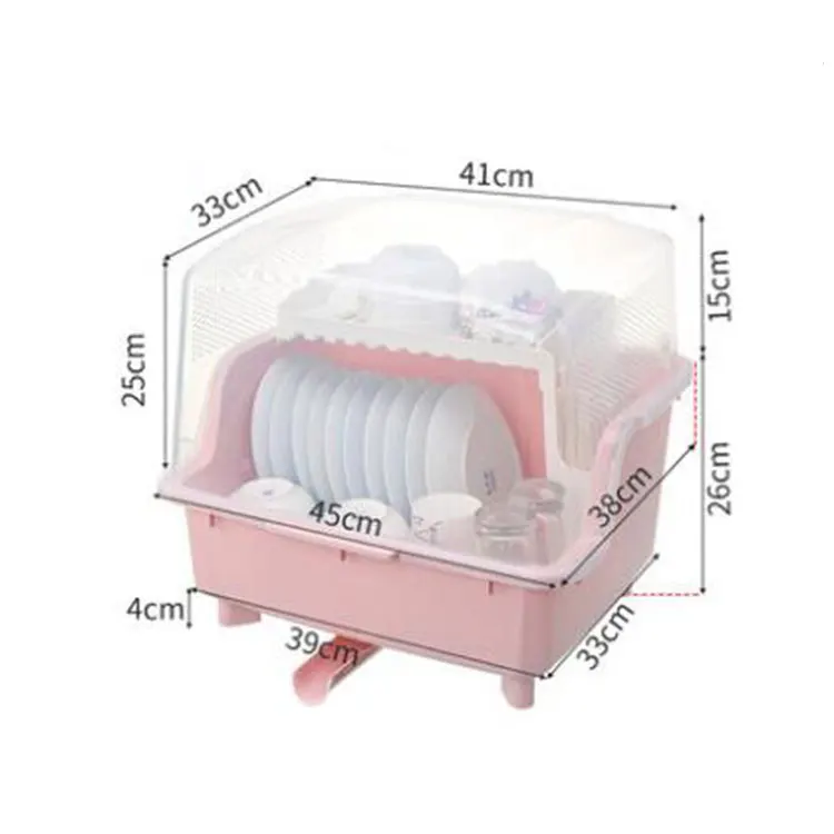 
Large Capacity Drain 2 Tiers Kitchen Tableware Storage Holder Plastic Dish Rack 