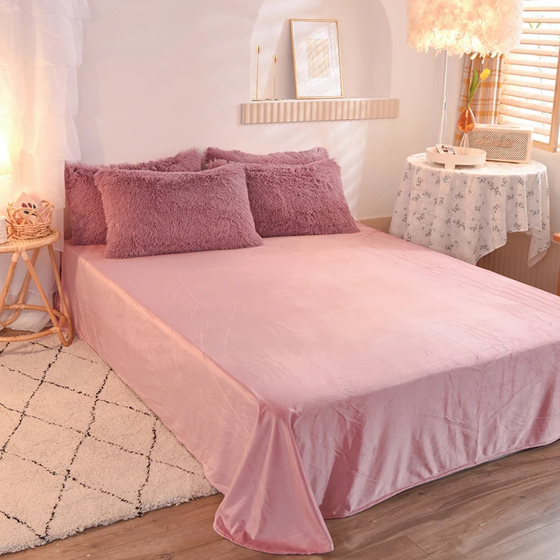 Wholesale 100% Polyester Warm Faux Fur Velvet Plush Mink Fluffy Furry Bed Sheets Bedding Set Online