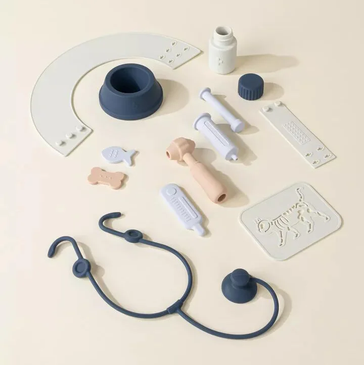 Educational Silicone Pretend Play Pet Care Play Set Silicone Veterinary Play set,Doctor kit for Toddlers 3-5