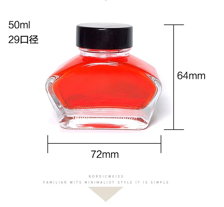 high quality thick bottom 20ml 30ml 50ml school ink glass bottle with black screw cap leaking proof