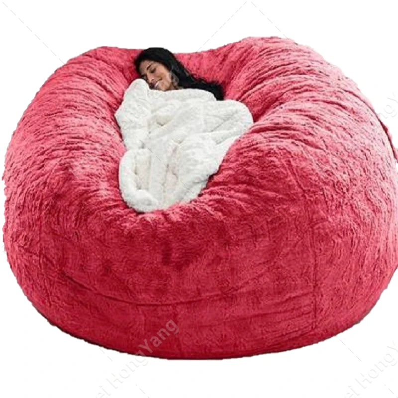 Plush Beanbags on Sale Indoor Poly Beans Filling Giant Fluffy Faux Fur Beanbag Lazy Sofa
