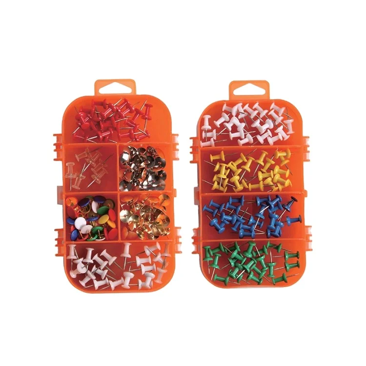 Push pin and thumb tacks kit 220 pieces clear and colorful plastic head steel point